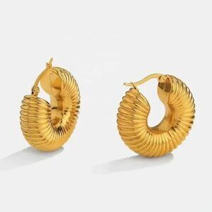 Lightweight 14k Gold plated Earrings Elegant Chunky Hoops